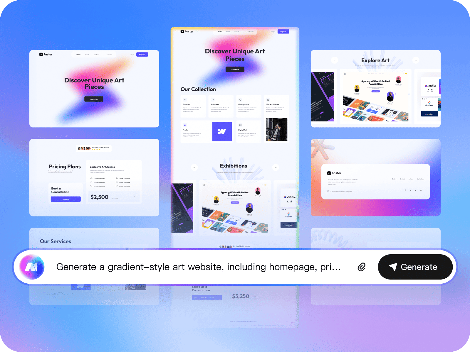 Generate a Full High-Fidelity Website from One Sentence